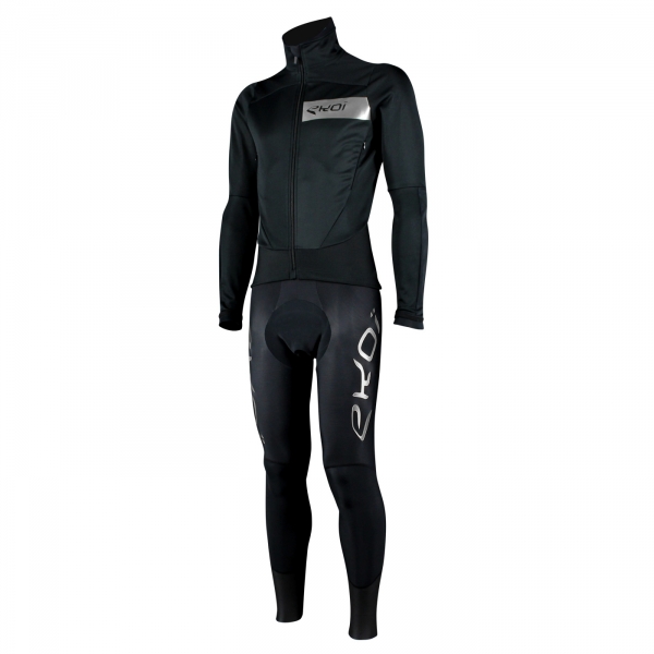 EKOI DRY Chrome Elegance gel bib tights & Black & Chrome thermal jacket bundle EKOI DRY Chrome Elegance gel bib tights & Black & Chrome thermal jacket bundle
