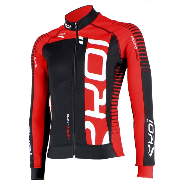 Winterfietsshirt EKOI PERFOLINEA Zwart rood Winterfietsshirt EKOI PERFOLINEA Zwart rood