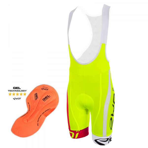 EKOI COMP10 BREATH GEL yellow, red and white bib short EKOI COMP10 BREATH GEL yellow, red and white bib short