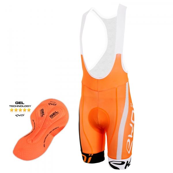 EKOI COMP10 BREATH GEL PAD orange, black and white bib short EKOI COMP10 BREATH GEL PAD orange, black and white bib short