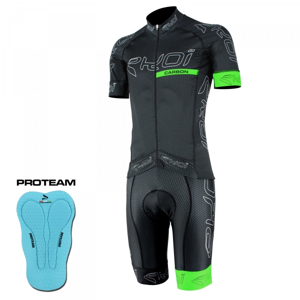 EKOI CARBON FIBER BLACK & GREEN FLUO JERSEY & BIB SHORT BUNDLE EKOI CARBON FIBER BLACK & GREEN FLUO JERSEY & BIB SHORT BUNDLE