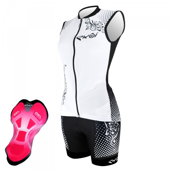 EKOI JUST FOR HER 2017 black gel pad shorts & white sleeveless jersey bundle EKOI JUST FOR HER 2017 black gel pad shorts & white sleeveless jersey bundle