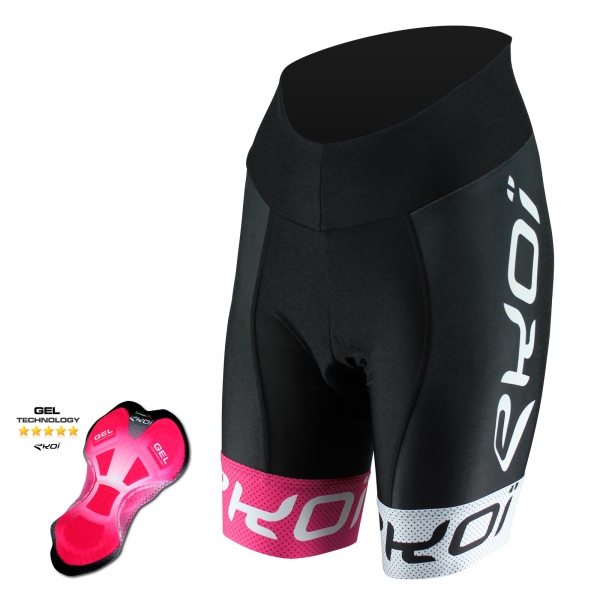 Culotte Bike corto mujer EKOI COMP10 Gel Negro Rosa Blanco Culotte Bike corto mujer EKOI COMP10 Gel Negro Rosa Blanco