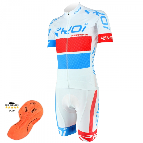 EKOI COMP10 White, Red & Blue Gel Bibshort & Jersey Bundle EKOI COMP10 White, Red & Blue Gel Bibshort & Jersey Bundle