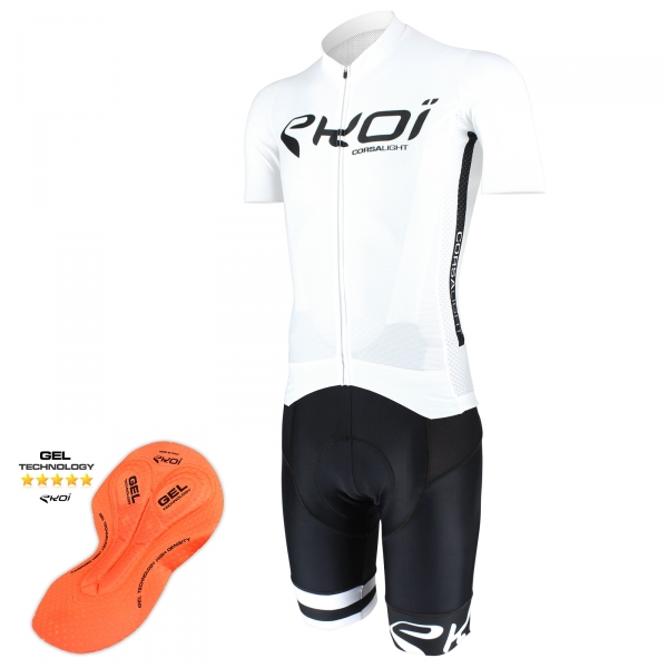 EKOI Corsa Light White Jersey and Gel bib short Bundle EKOI Corsa Light White Jersey and Gel bib short Bundle