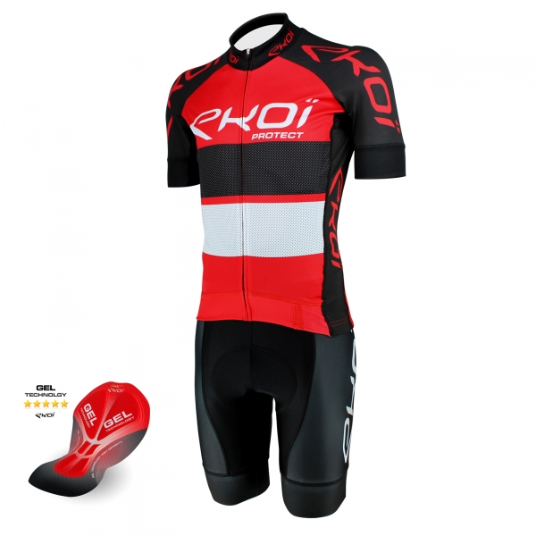 Set dresu EKOI PROTECT Červená/Černá a kraťasů s vložkou GEL pad Set dresu EKOI PROTECT Červená/Černá a kraťasů s vložkou GEL pad