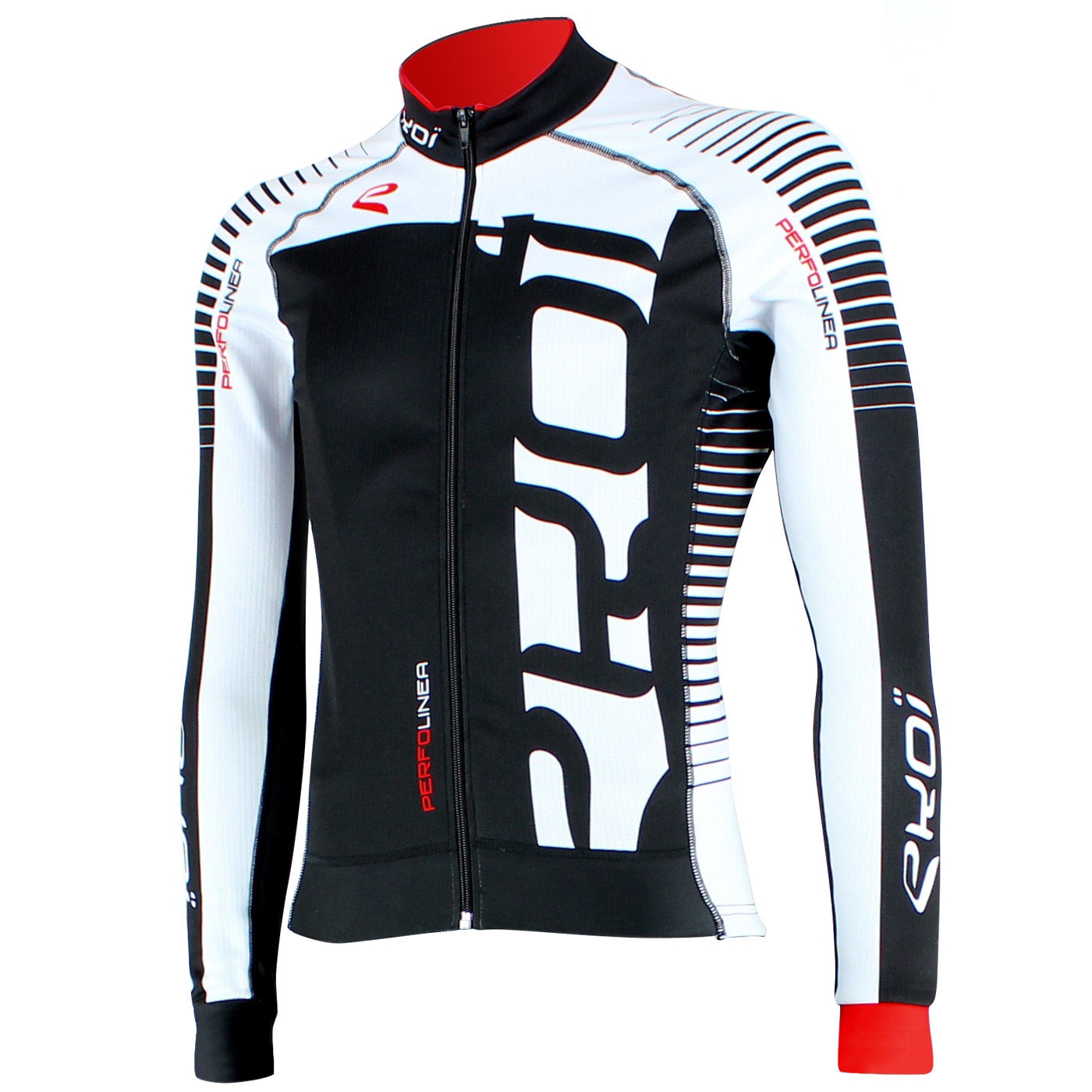 EKOI PERFOLINEA black/white LS winter cycling jersey - EKOI