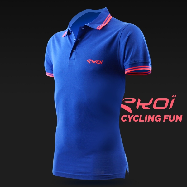 Polo men EKOI Cycling Fun Bleu Polo men EKOI Cycling Fun Bleu