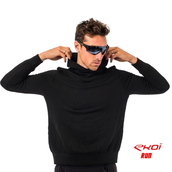 Sweat capuche EKOI RUN Rouge Noir Sweat capuche EKOI RUN Rouge Noir